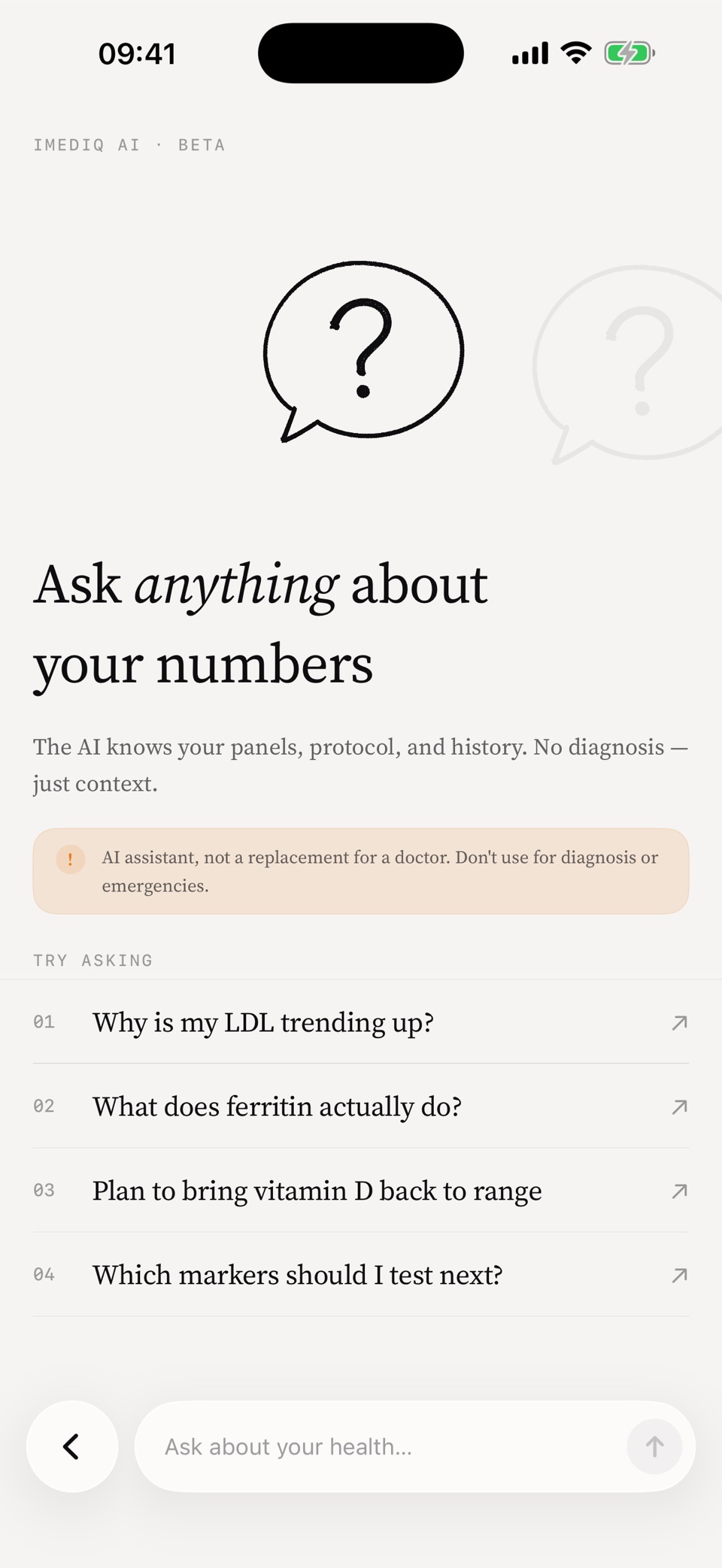 iMediq AI chat screen